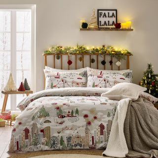 Joy To All Printed Super King Duvet Cover Set Snow/Berry