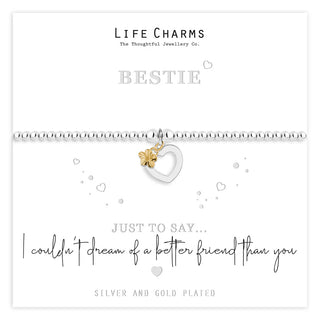 Just To Say Bestie Heart Charm Bracelet