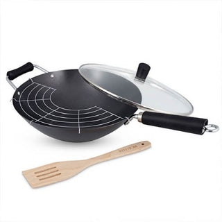 Excellence 31cm Non-Stick Carbon Steel 4 Piece Wok Set