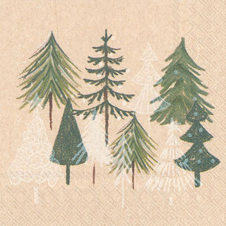 Green Xmas Trees White Green Paper Napkin