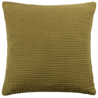 Lark Muslin Crinkle Cotton Cushion Khaki 45x45cm