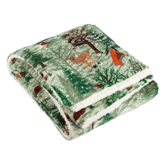 Lodge Wood Sherpa Fleece Throw Oak Green