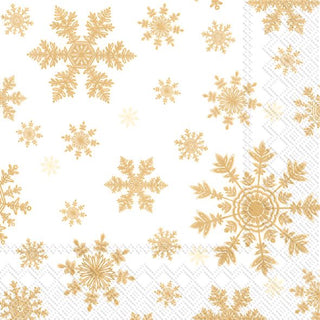 Falling Snowflakes White Gold Paper Napkin