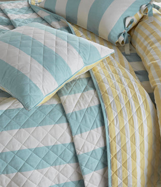 Lille Stripe Seaspray Quilted Bedspread