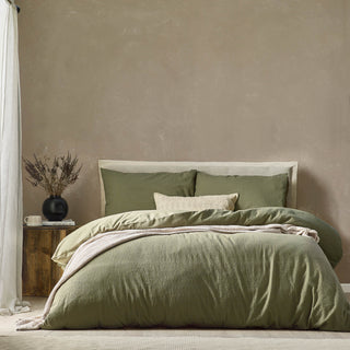 Malton Stripe Single Duvet Set Forest Green