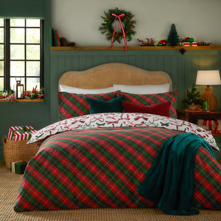 Nathalie Bows King Size Duvet Set Berry/Pine
