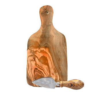 Olive Wood Cheese Board & Knife Set