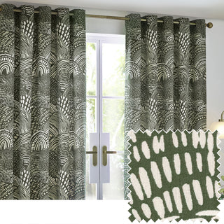 Nola 229X183 Eyelet Curtains Olive