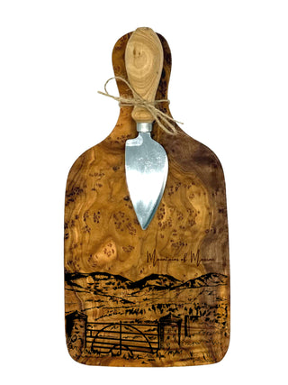 Mountains of Mourne Olive Wood Board & Knife Set