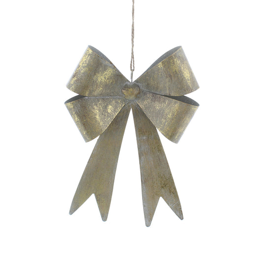Gold Bow Hanging Decoration 25cm