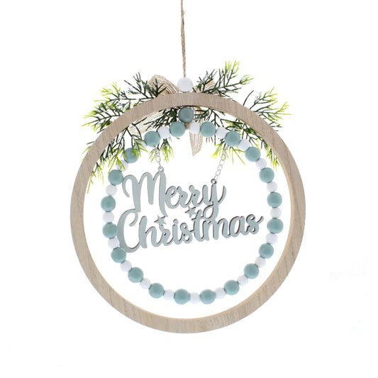Merry Christmas Blue Wooden Handing Disc