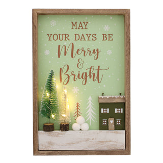 Merry & Bright LED Wooden Sign