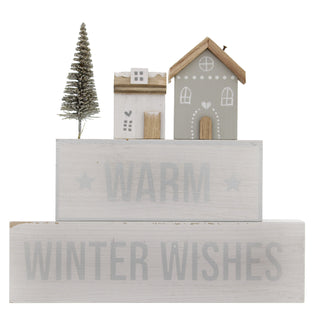 Winter Wishes Double Stack Wooden Decoration