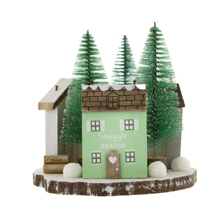 Wooden Houses with Tree Tabletop Ornament