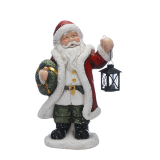 Red & Green Santa with Lantern & Wreath 50cm