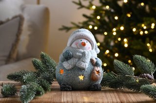 Ceramic Snowman with Sack Ornament