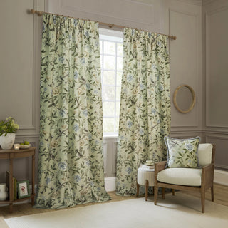 Porcelain Garden 167X182 Pencil Pleat Curtains Sage
