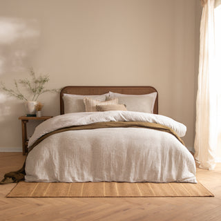 Perrie Leaf Muslin Natural Single Duvet Set
