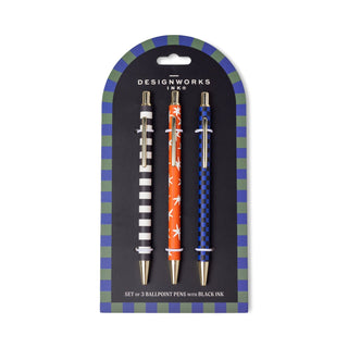 A Dopo Set of 3 Pens - Stripe, Star, Check