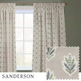 Sessile Leaf Motif 90x90 (228x228cm) Pencil Pleat Curtains, Flax