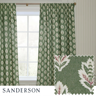 Sessile Leaf Motif 90x90" (228x228cm) Pencil Pleat Curtains, Leaf Green