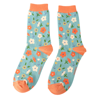 Little Flowers Duck Egg Socks