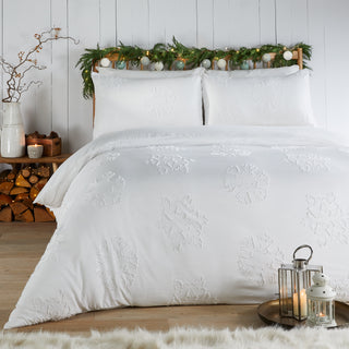 Snow Crystal Double Tufted Duvet Set White