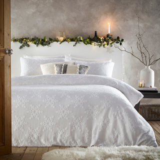 Snowflake Tufted Single Duvet Set White