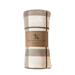 Checked Fleece Blanket - Natural