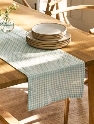 Oaksey Checked Runner Sky Blue