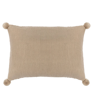Moss Stitch Pom Pom Cushion Natural