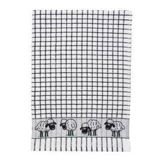 Black Check Sheep Tea Towel