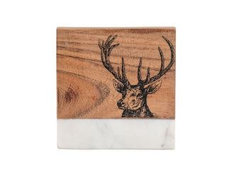 Stag Coasters White Marble Set of 4