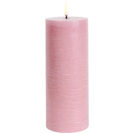 Uyuni Led Pillar Candle, Dusty Rose, Rustic, 20cm