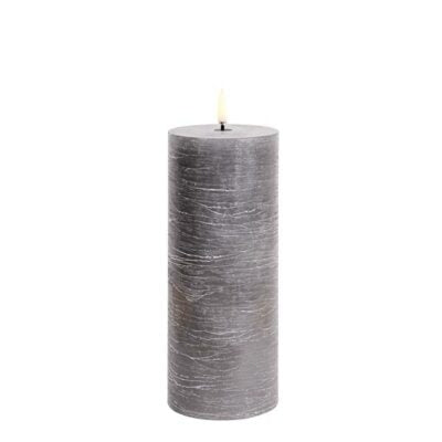 Uyuni Led Pillar Candle, Grey, Rustic, 20cm