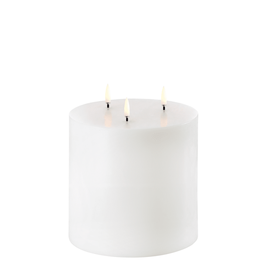 Uyuni Led Pillar Candle Triple Flame, Nordic White , Smooth, 15X15 Cm