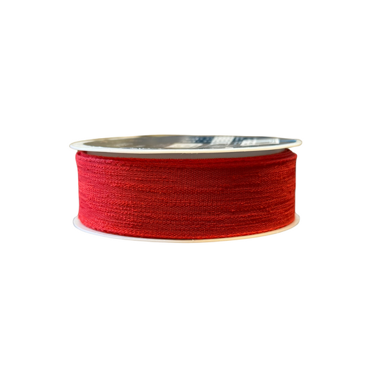 Pale Red with White Fleck Linen Ribbon 2m