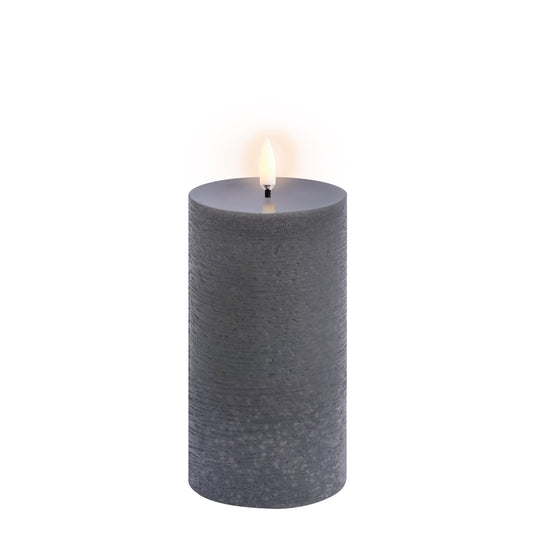 Uyuni Led Pillar Candle, Grey, Rustic, 15cm