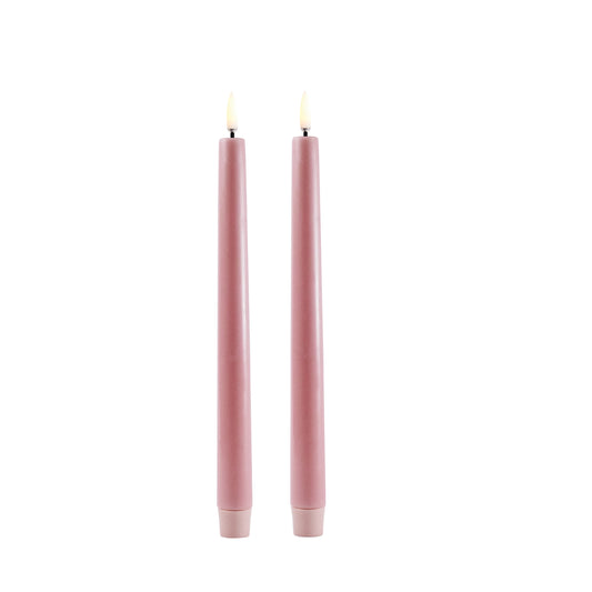 Uyuni Led Stick Candle Set, Dusty Rose, Smooth, 25cm