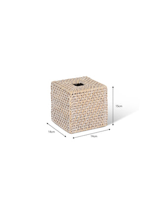 Wittering Rattan Square Tissue Box Holder White