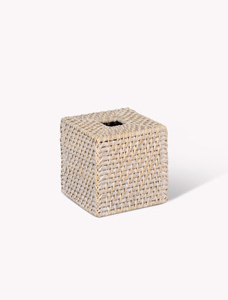 Wittering Rattan Square Tissue Box Holder White