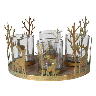 Small Gold Reindeer Candle Holder