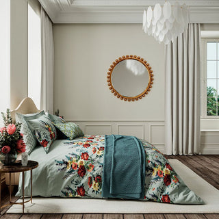 Botanical Harmony Super King Duvet Cover Set Sk/S Teal/Claret