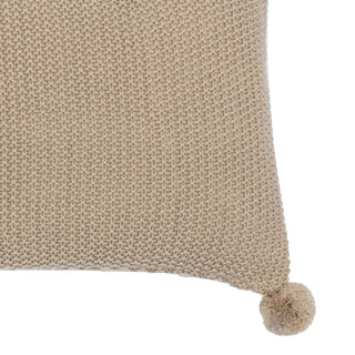 Moss Stitch Pom Pom Cushion Natural