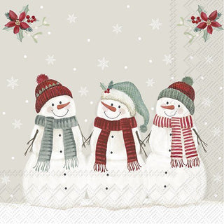 Three Snowmen Cream Lunch Napkins