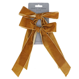 Gold Velvet Bow Decoration 2Pk