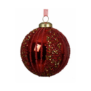 Christmas Red Beaded Vertical Line Bauble