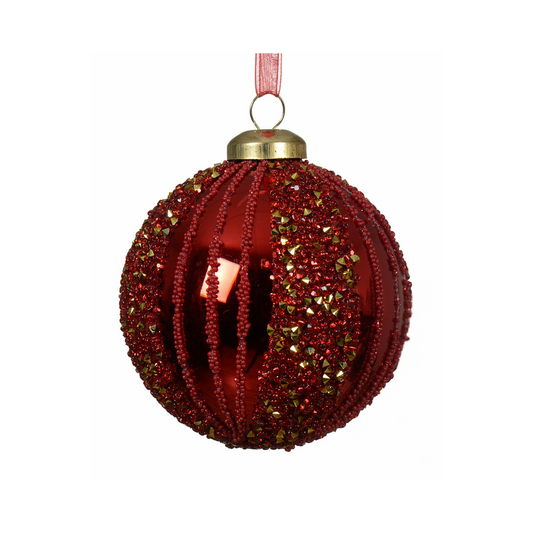 Christmas Red Beaded Vertical Line Bauble