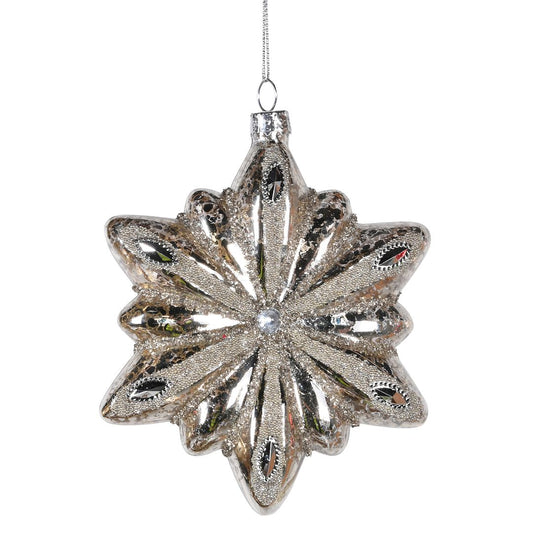 Silver Glass Star Hanging Decoration
