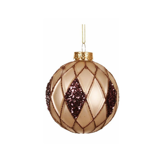 Matt Gold with Burgandy Glitter Diamond Bauble